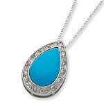 Sterling Silver Turquoise & CZ Necklace